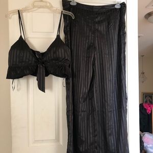 Satin Crop Top/Pants set